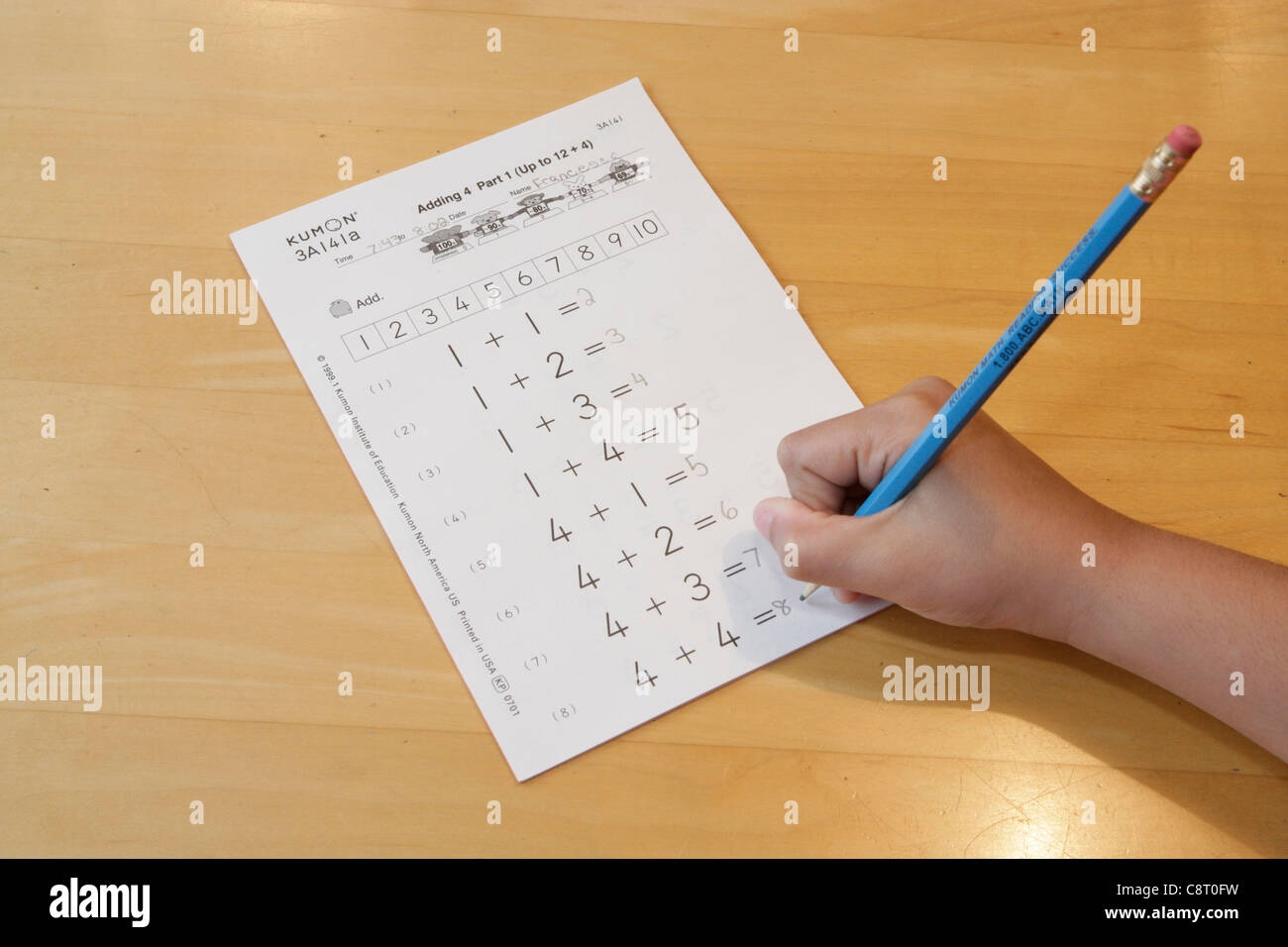 Kumon Math Exercise Worksheet Stock Photo Alamy