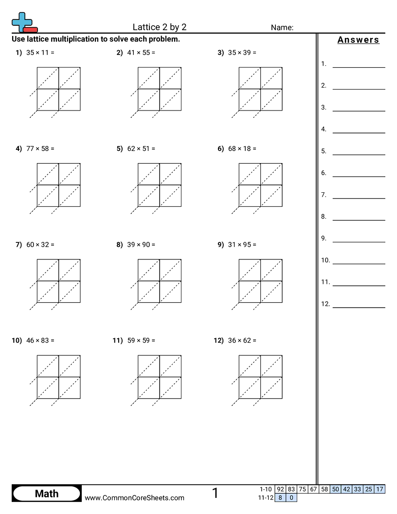 Lattice 2 By 2 Worksheet Download Lattice 2 By 2 Worksheet Download
