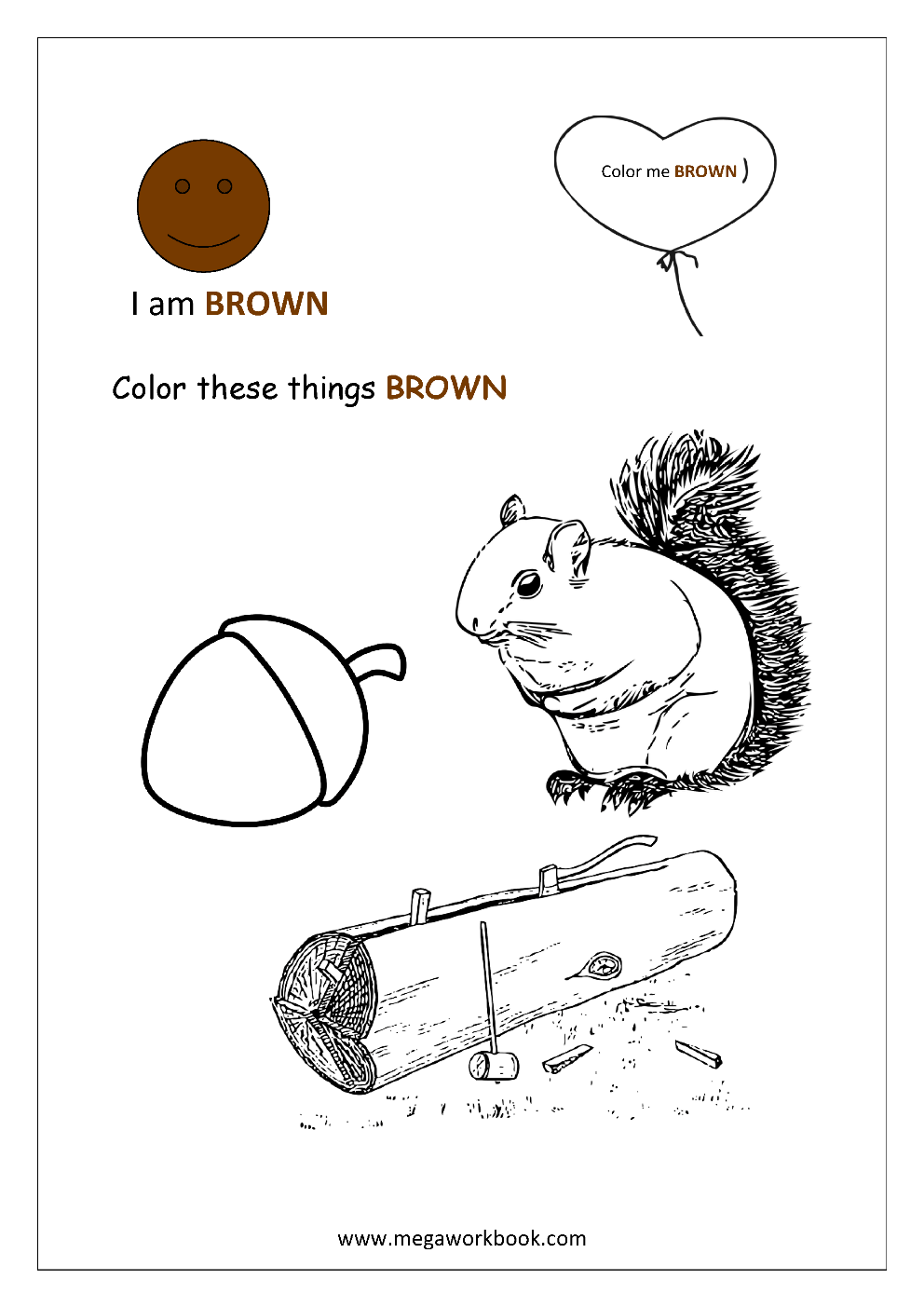 Learn Colors Coloring Pages Color The Things That Are Red Green Blue Yellow Etc MegaWorkbook