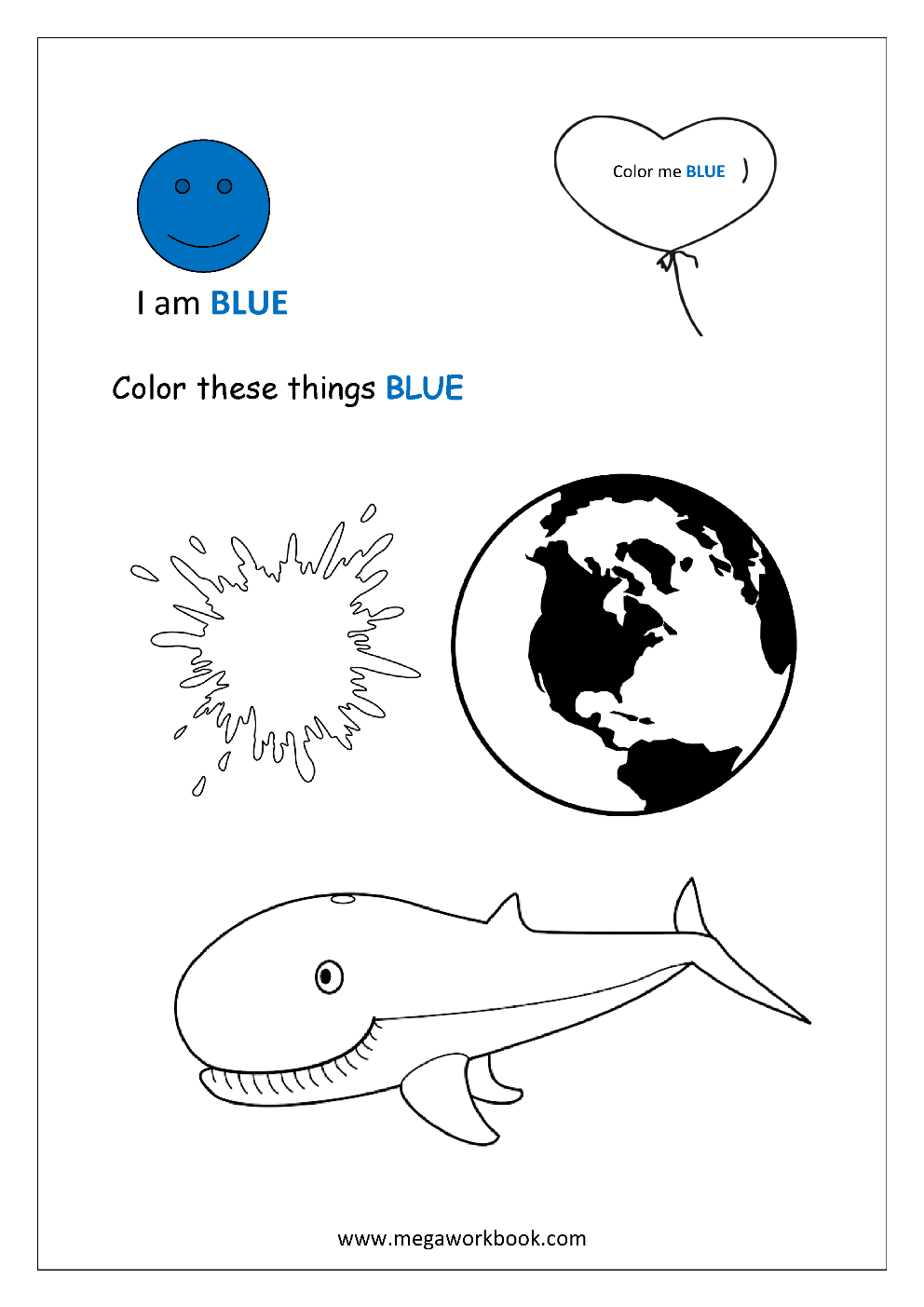color blue worksheets for preschool