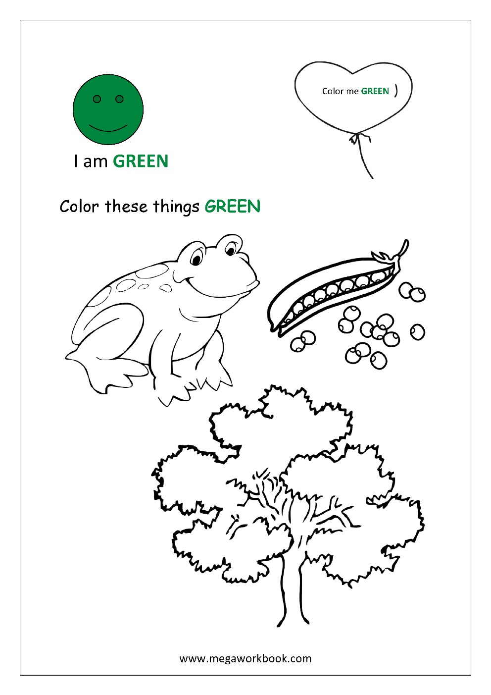 green worksheets for preschoolers