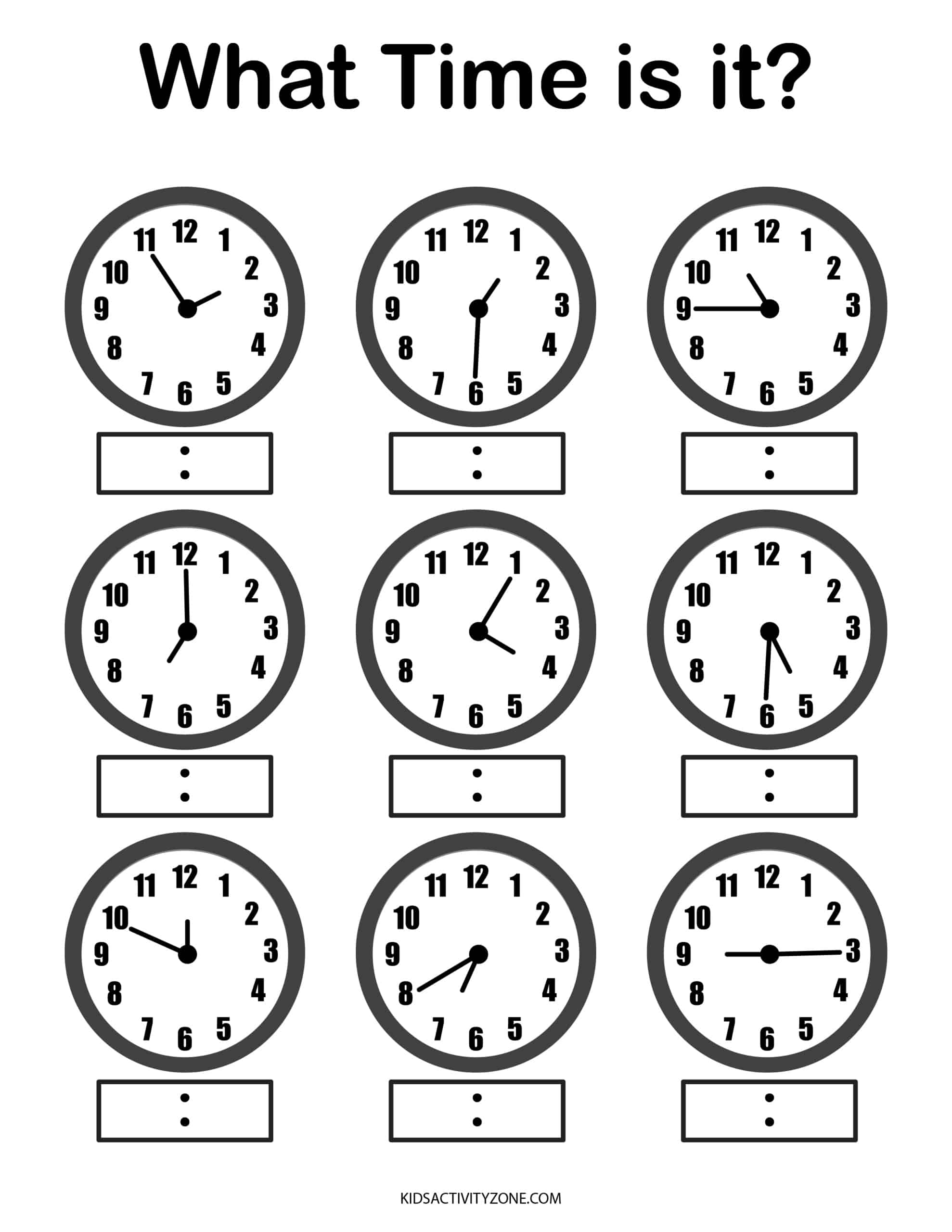 Learn How To Tell Time Worksheets Kids Activity Zone
