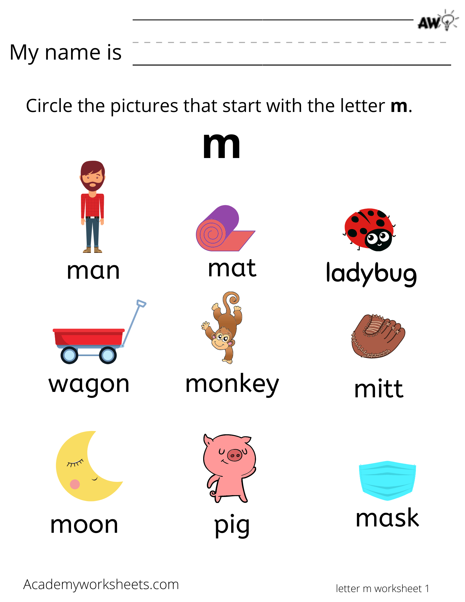 letter m phonics worksheets