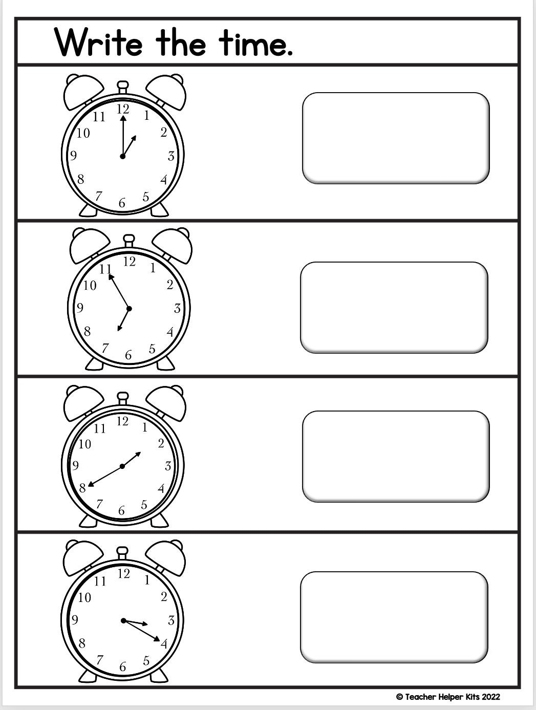 Learn To Tell Time Telling Time Worksheets Kindergarten Math At Home Learning First Grade Math Worksheets Etsy