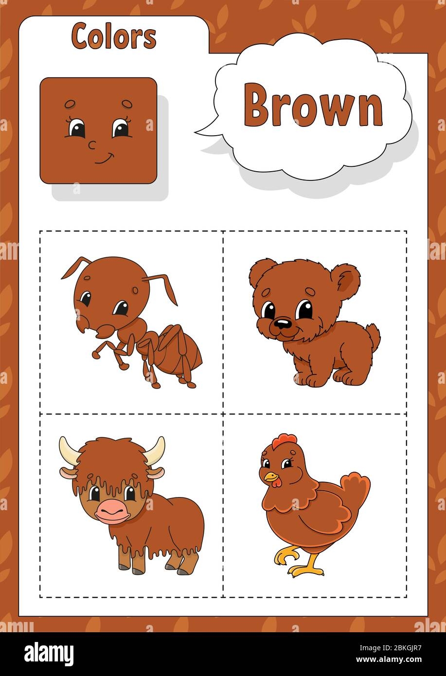 Learning Colors Brown Color Flashcard For Kids Cute Cartoon Characters Picture Set For Preschoolers Education Worksheet Vector Illustration Stock Vector Image Art Alamy Learning Colors Brown Color Flashcard For Kids Cute Cartoon Characters Picture Set For Preschoolers Education Worksheet Vector Illustration Stock Vector Image Art Alamy