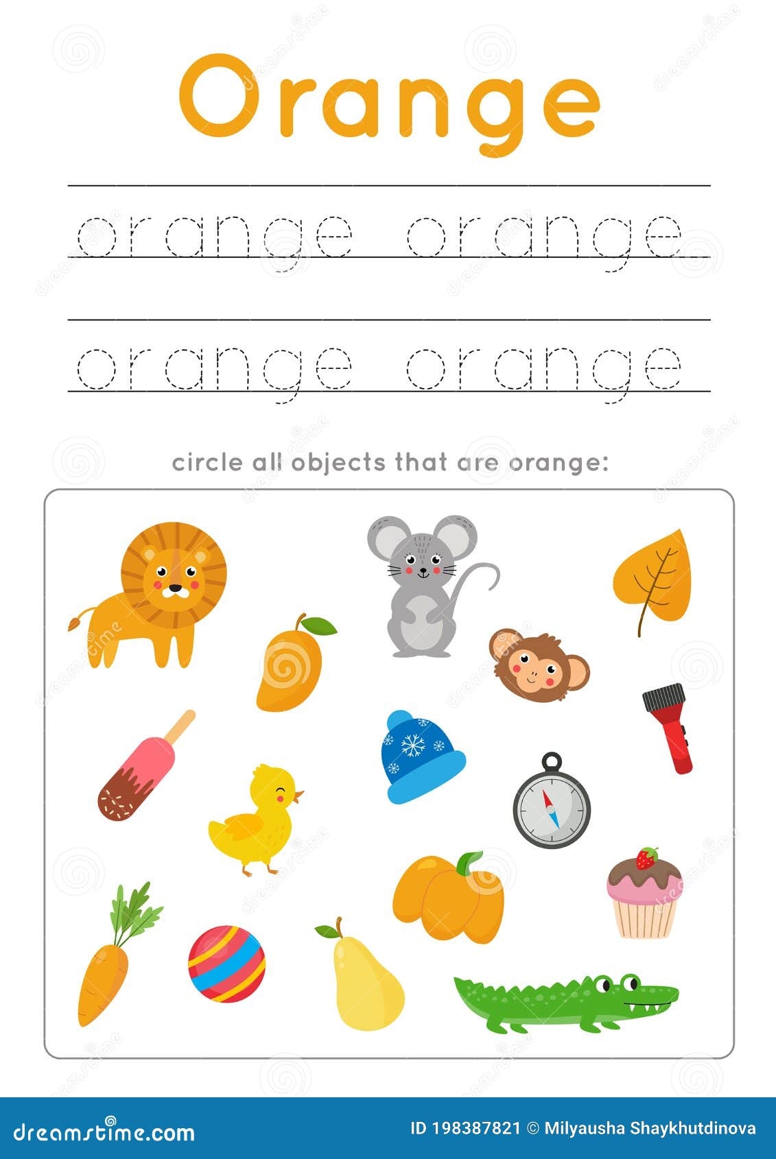 Learning Orange Color For Preschool Kids Writing Practice Stock Vector Illustration Of Orange Kindergarten 198387821 Learning Orange Color For Preschool Kids Writing Practice Stock Vector Illustration Of Orange Kindergarten 198387821