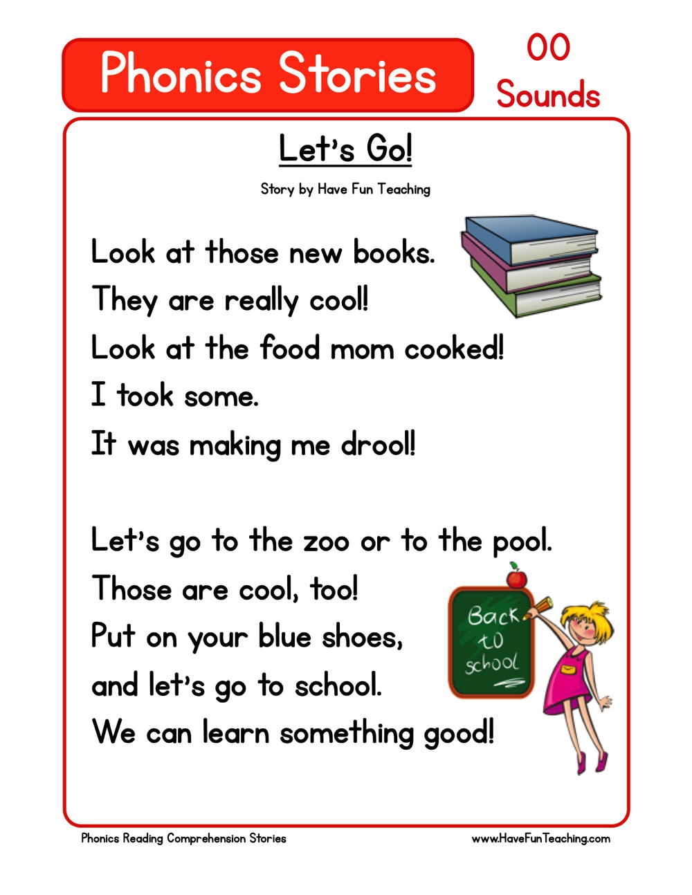 Let s Go Phonics Reading Comprehension Story Worksheet OO Sound Have Fun Teaching
