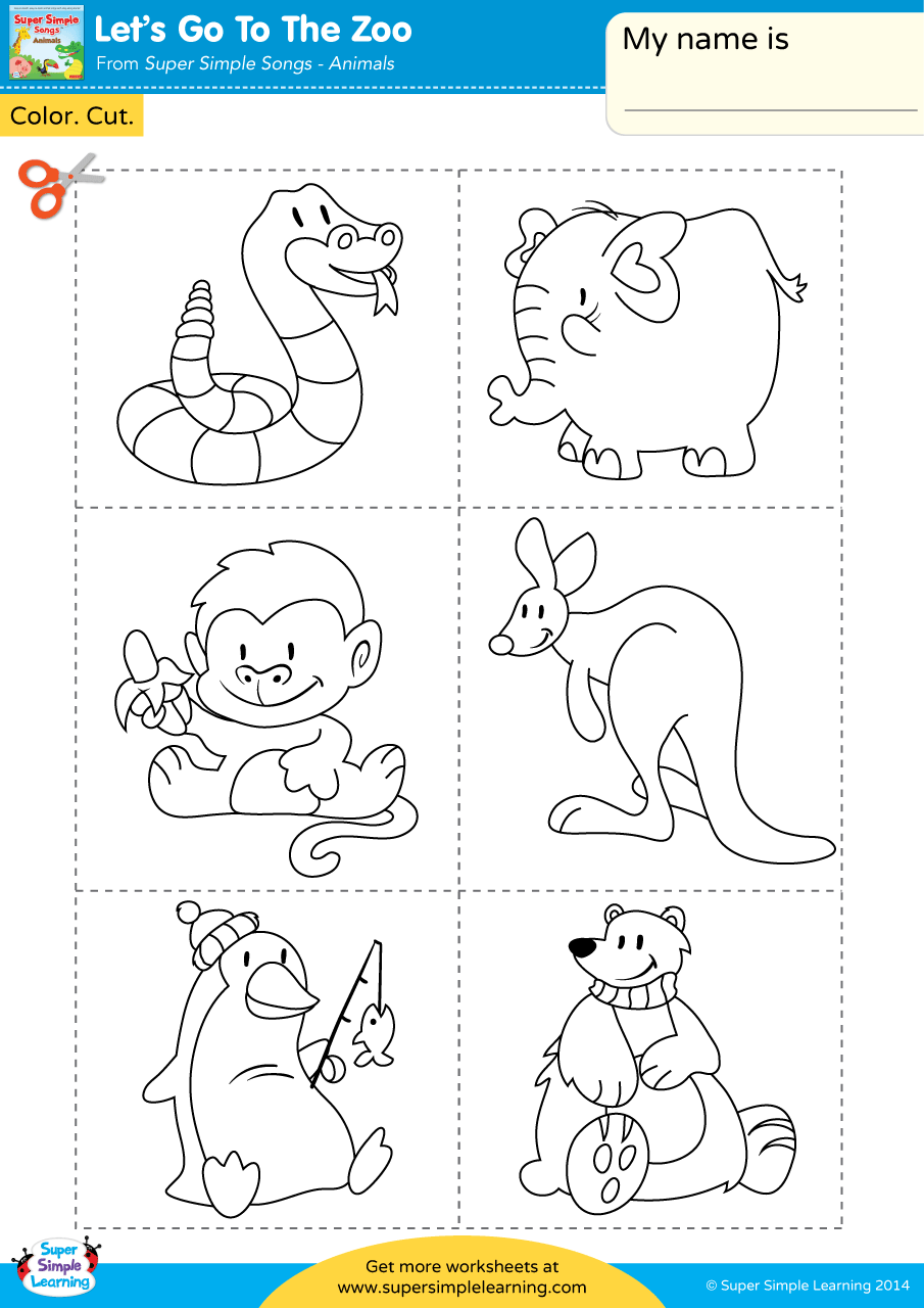 Let s Go To The Zoo Worksheet Color Cut Paste Super Simple Let s Go To The Zoo Worksheet Color Cut Paste Super Simple