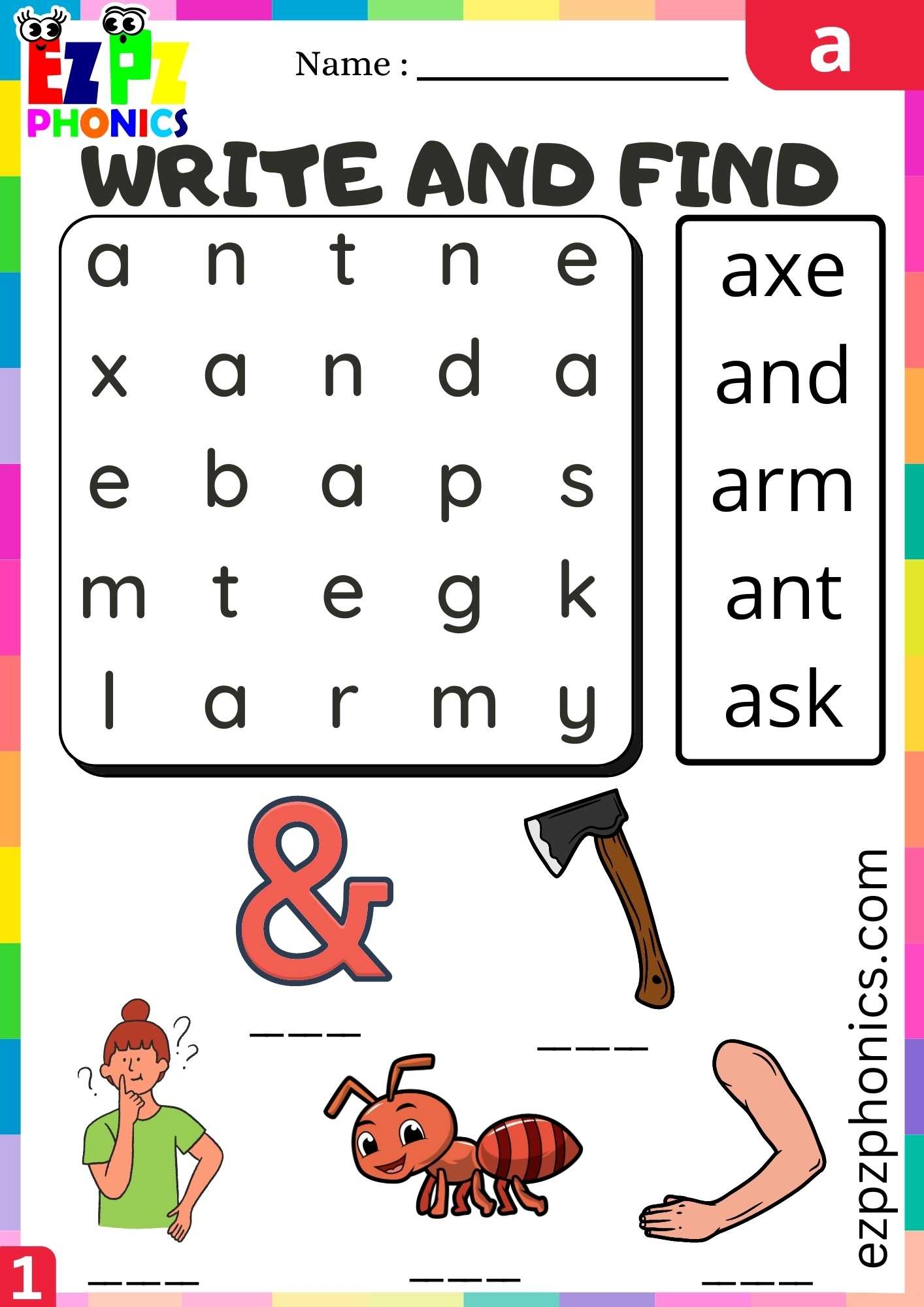 Letter A Write And Find Beginning Sounds Worksheet Ezpzphonics