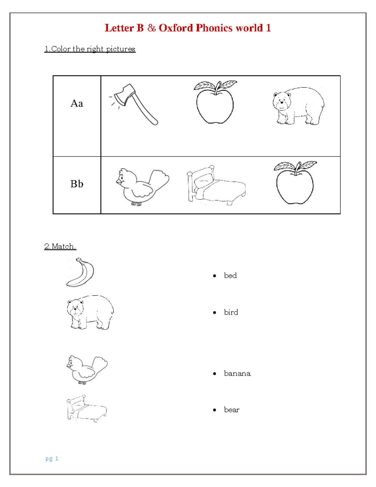 Letter B Activities Oxford Phonics World 1 Studocu