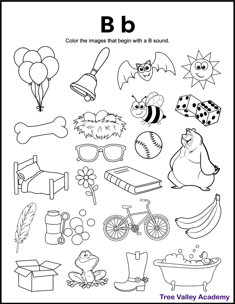 b worksheet for preschool