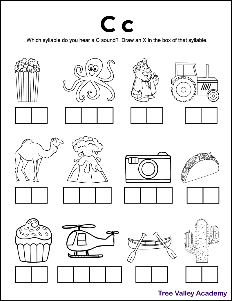 Letter C Sound Worksheets Tree Valley Academy