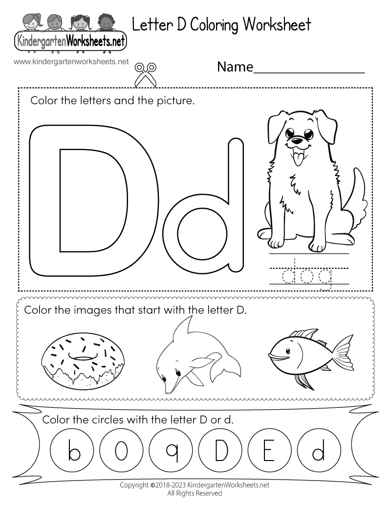 Letter D Coloring Worksheet Free Printable Digital PDF