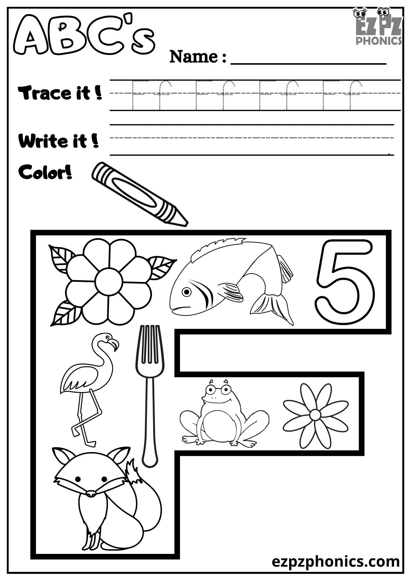 letter f phonics worksheets