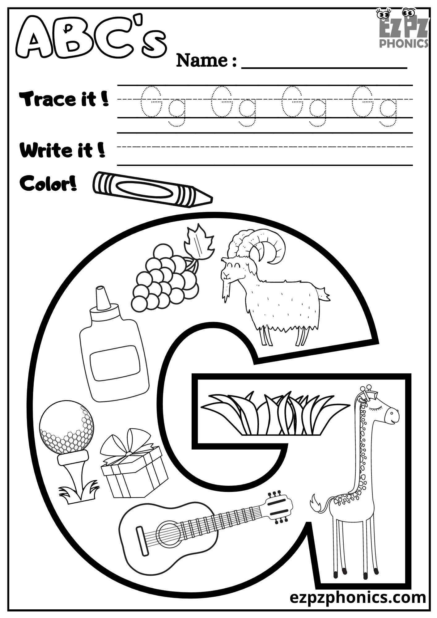 g phonics worksheet