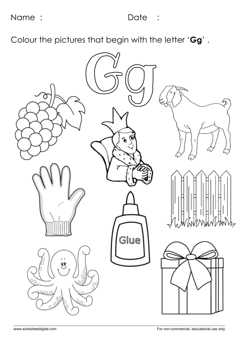 letter g phonics worksheets