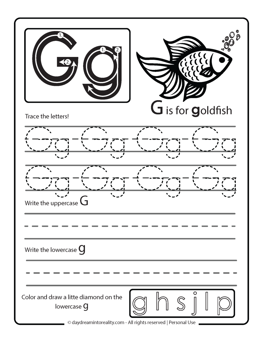 Letter G Worksheets 55 Free PDF Printables Daydream Into Reality