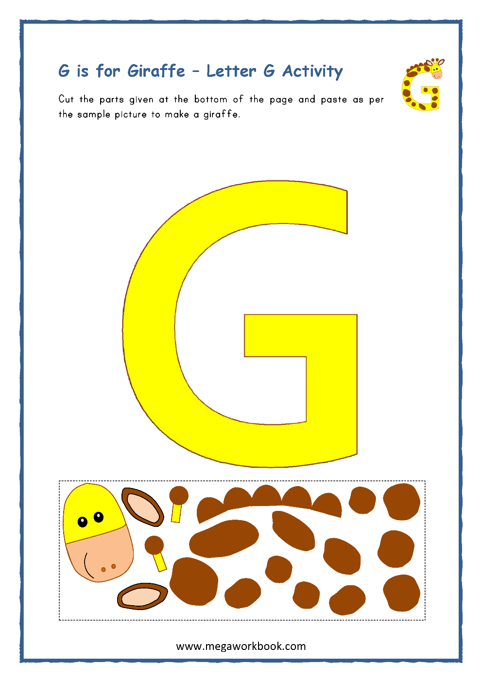 g worksheets for kindergarten