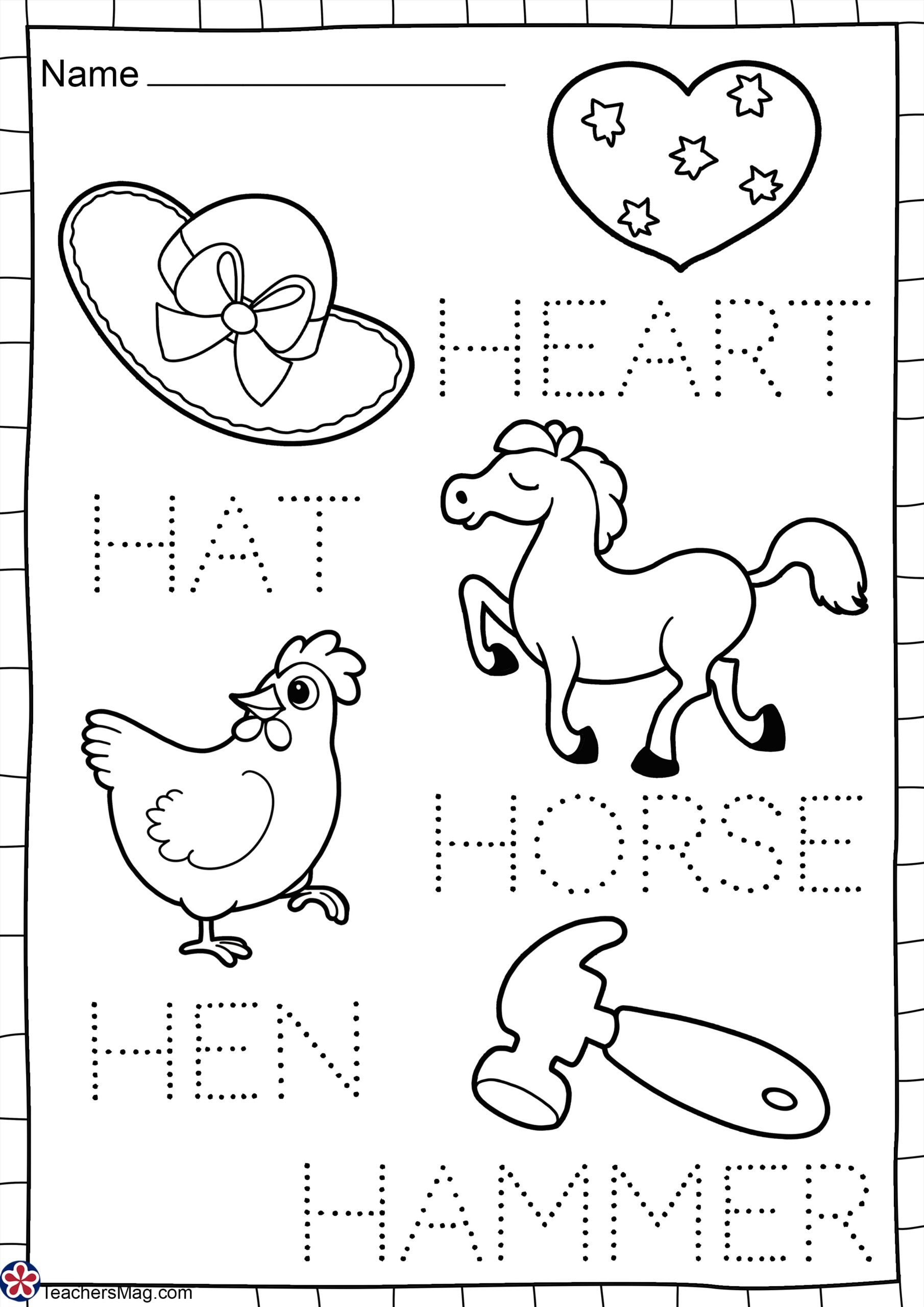letter h phonics worksheets