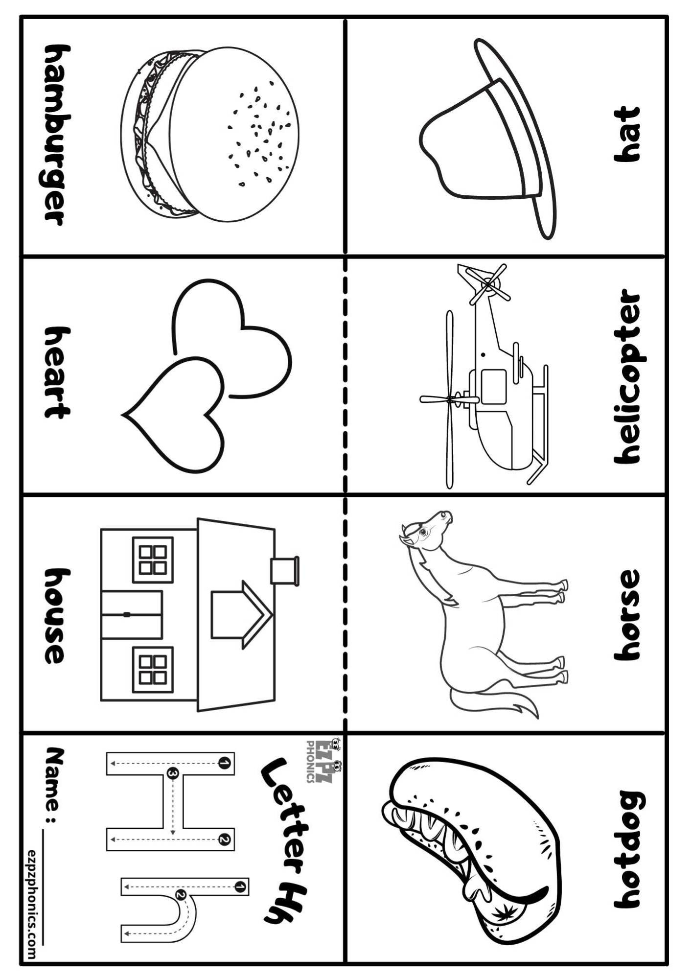 Letter H Mini Coloring Book Free Printable PDF Ezpzphonics