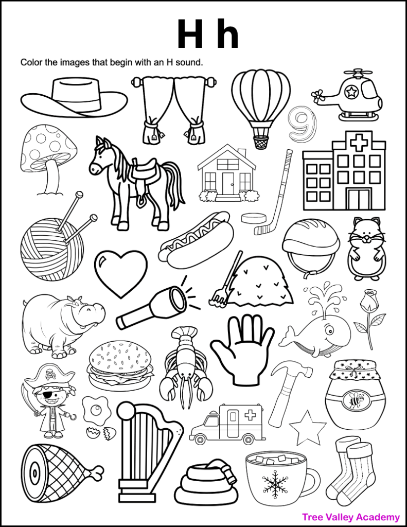 preschool letter h worksheets