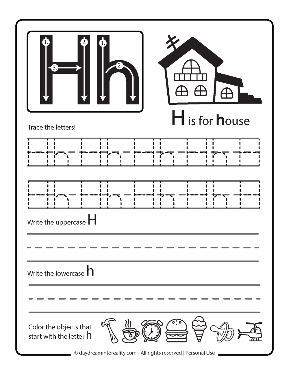 Letter H Worksheets 55 Free PDF Printables Daydream Into Reality