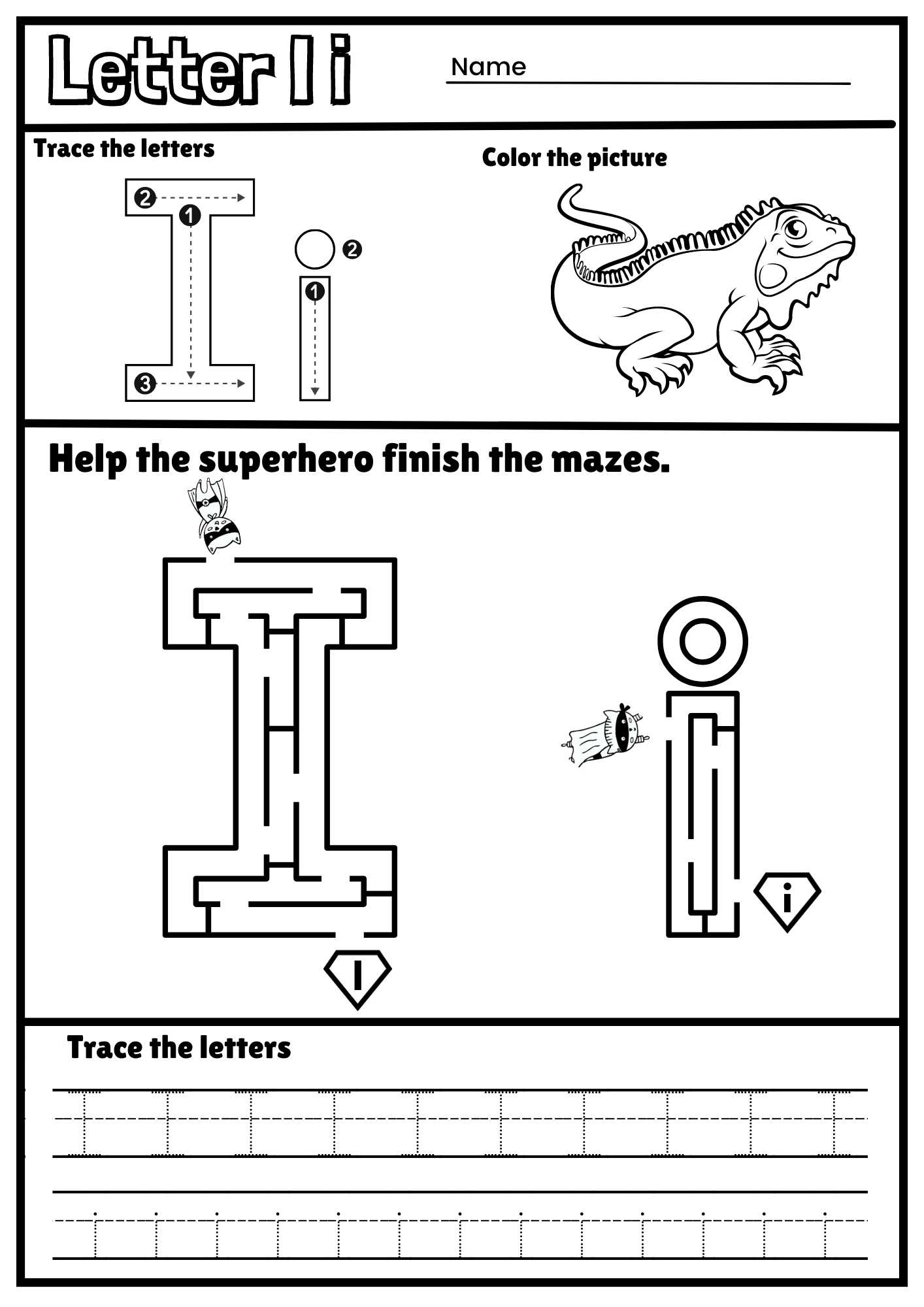 Letter I Alphabet Tracing And Coloring Free Printable PDF Ezpzphonics