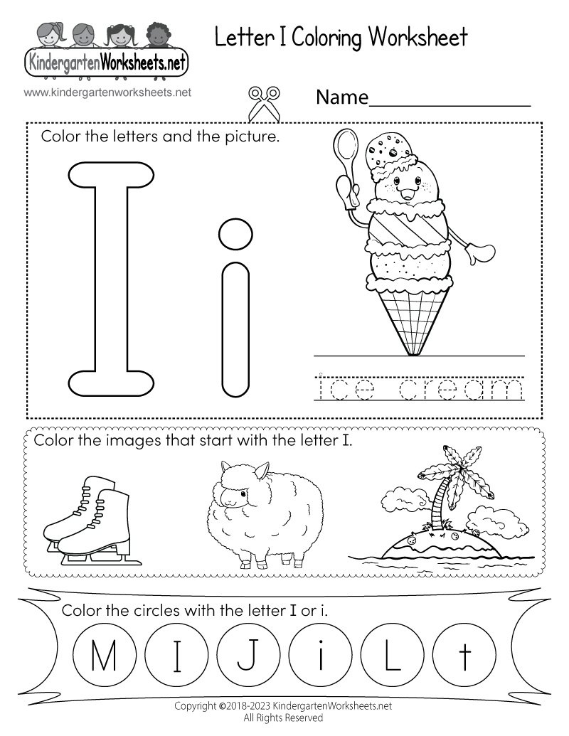 Letter I Coloring Worksheet Free Printable Digital PDF