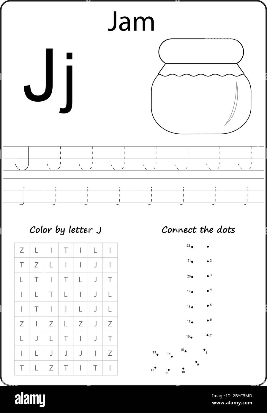 Letter J Alphabet Letter Worksheet Task For Kids Learning Letters Stock Vector Image Art Alamy