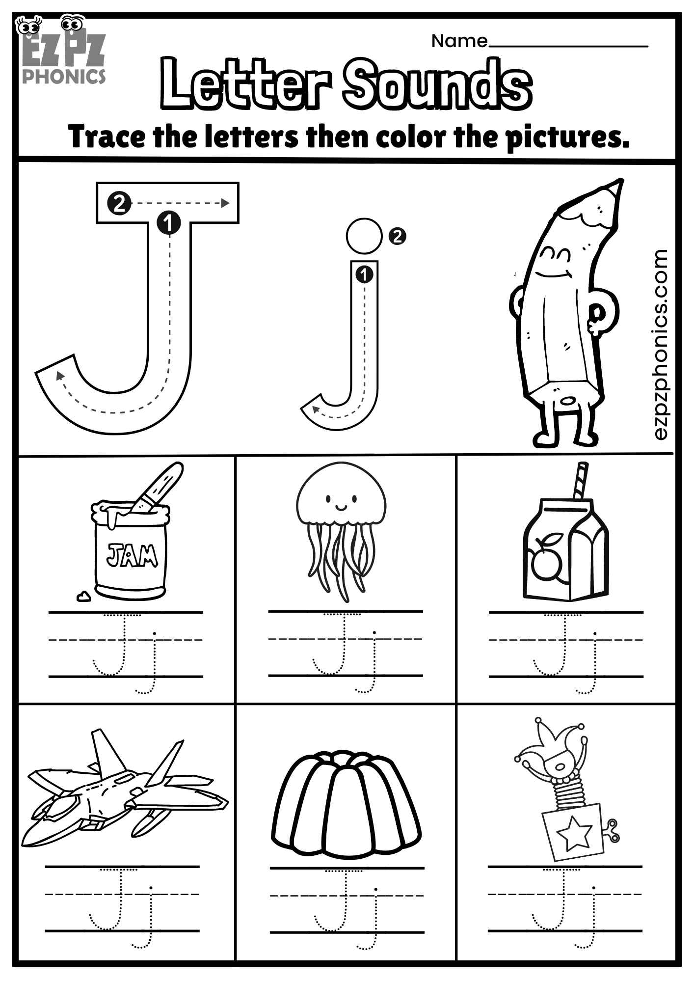 kindergarten j worksheets