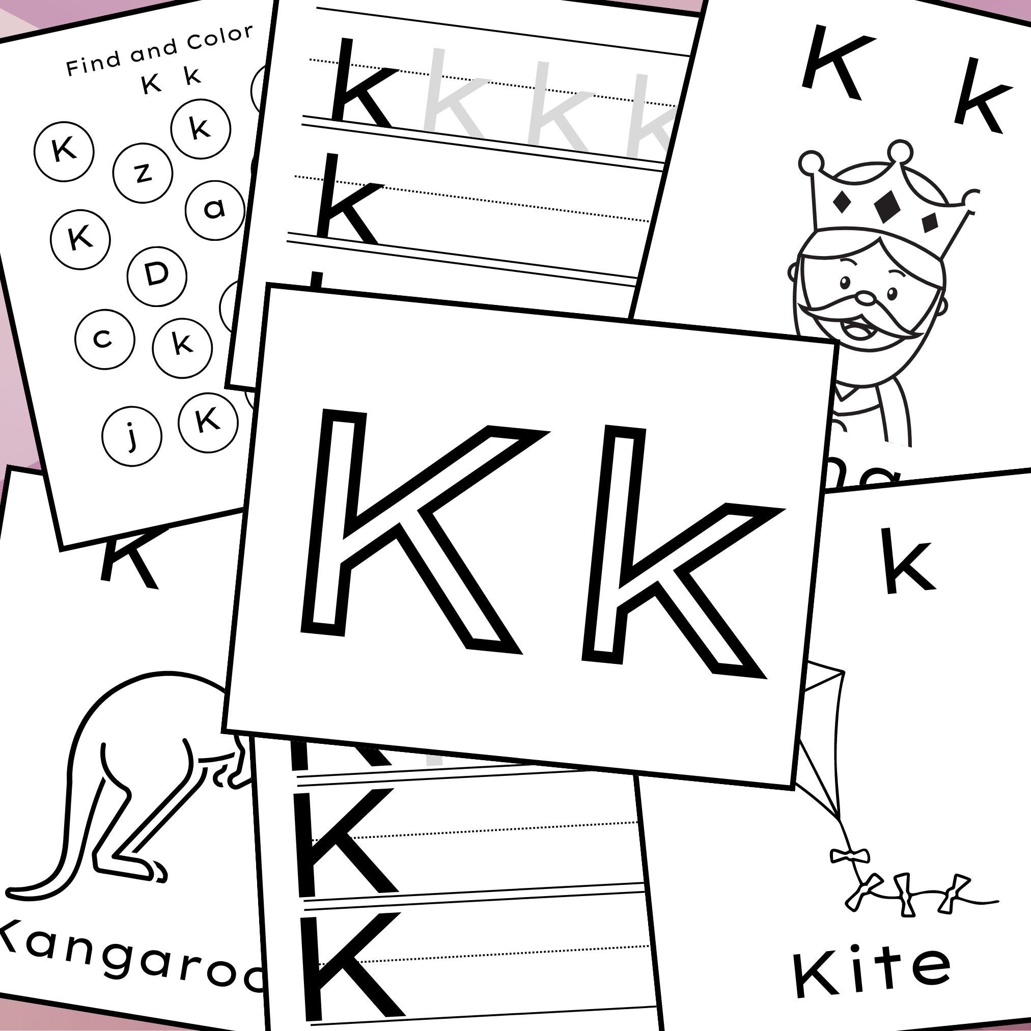 Letter K Worksheets Alphabet Worksheets Preschool Worksheets Homeschool Worksheet Letter Worksheet Early Literacy Worksheet Etsy