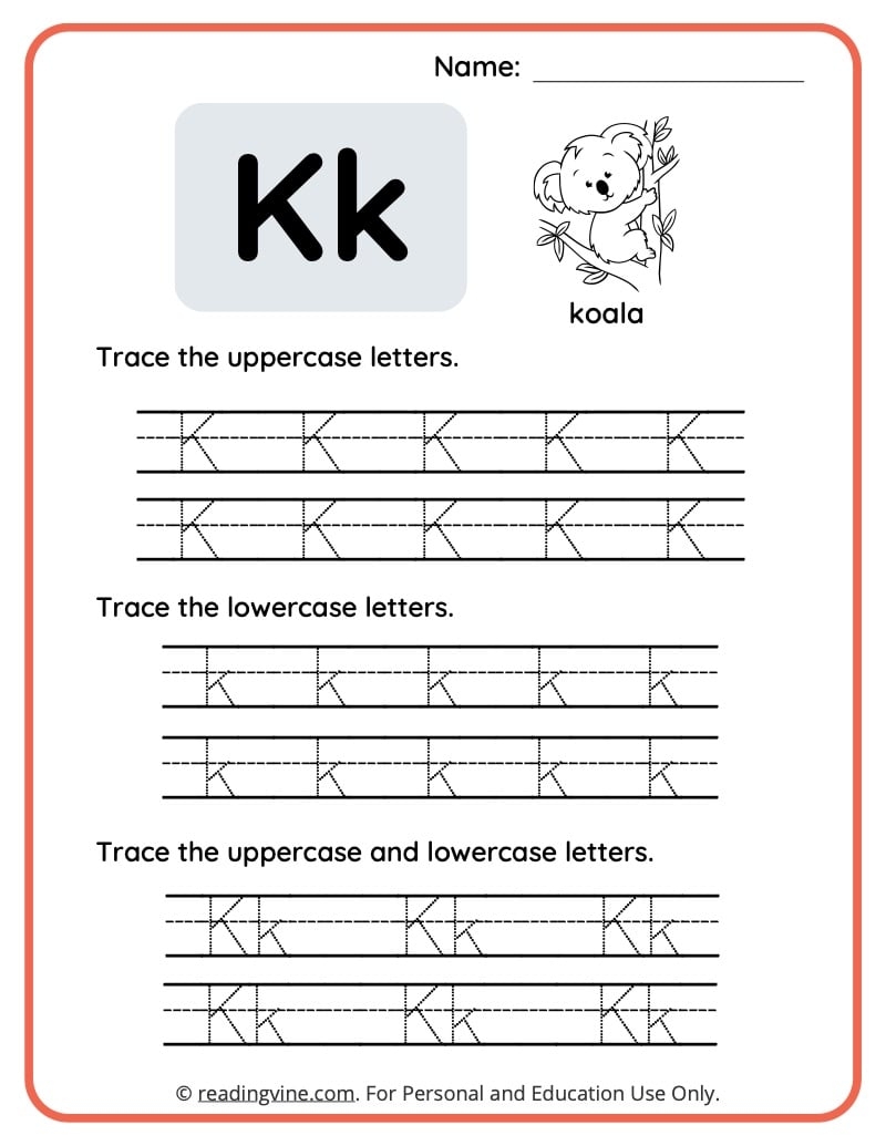 letter k worksheets for preschool