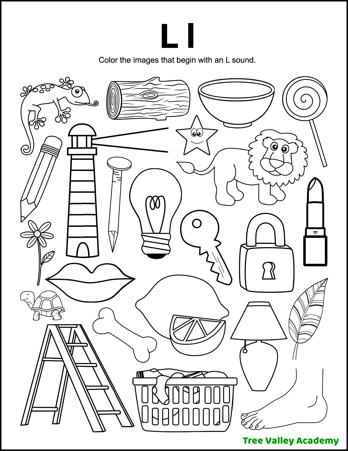 Letter L Sound Worksheets Tree Valley Academy