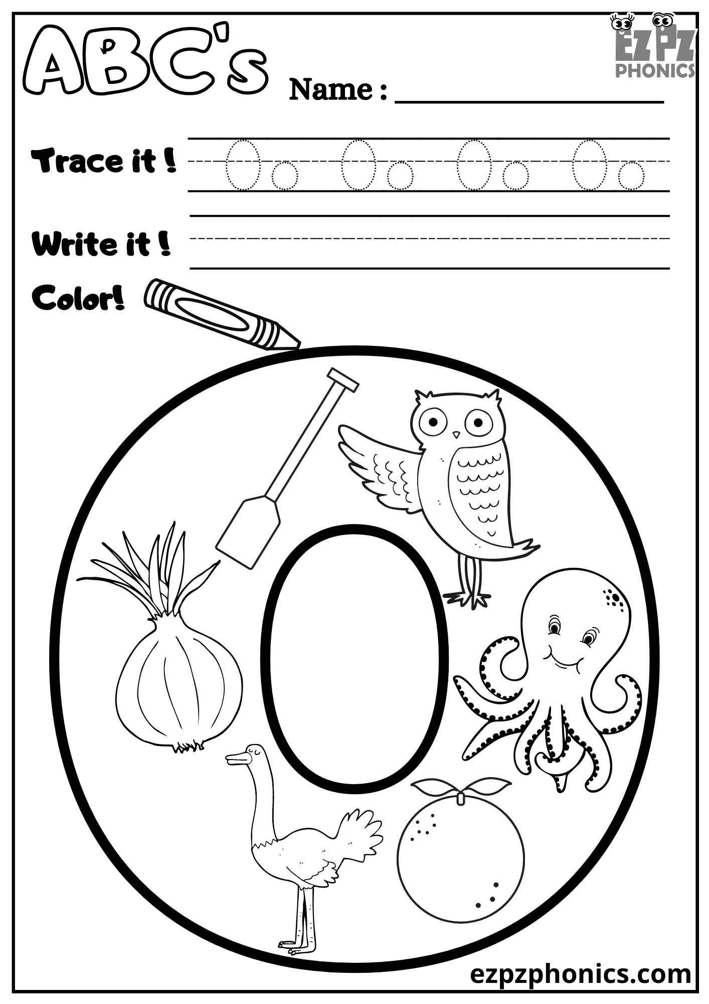 letter o worksheets for kindergarten