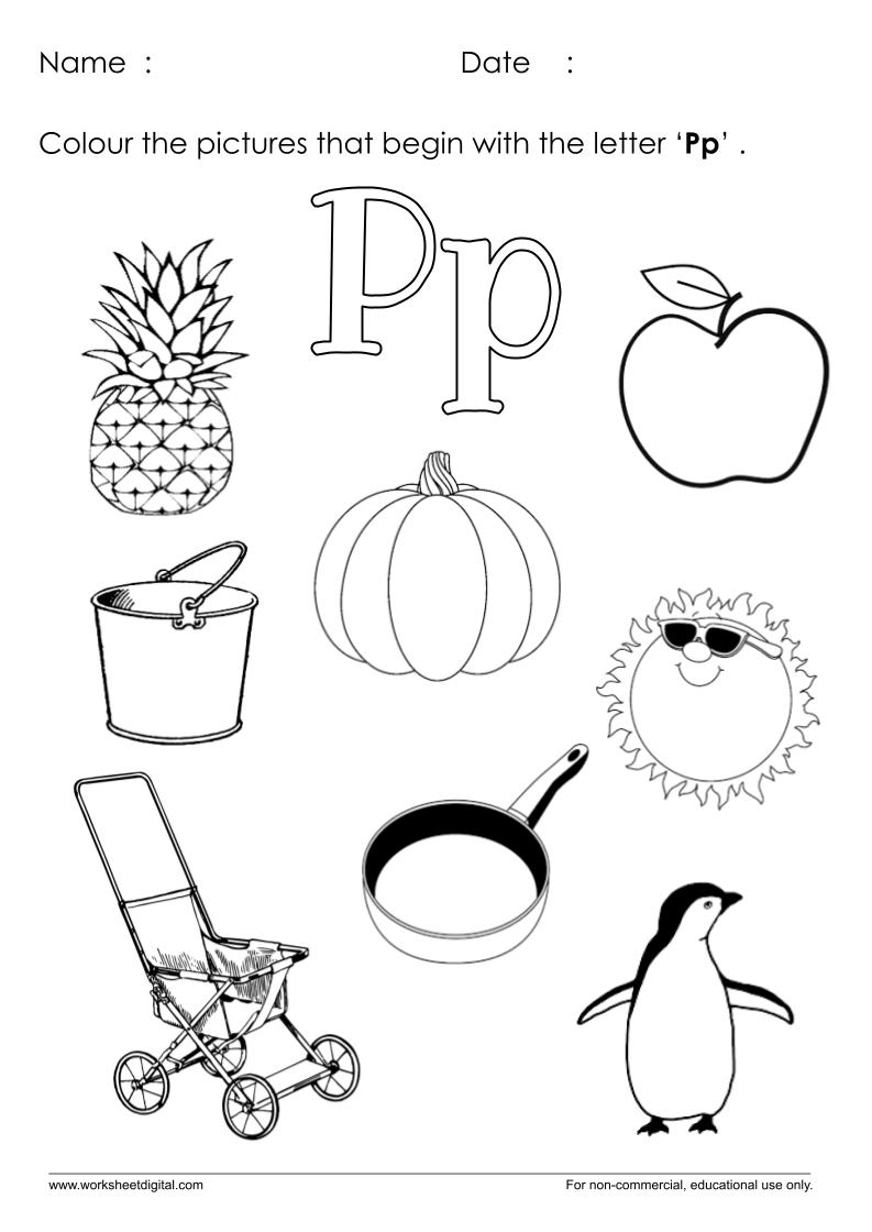 kindergarten letter p worksheets