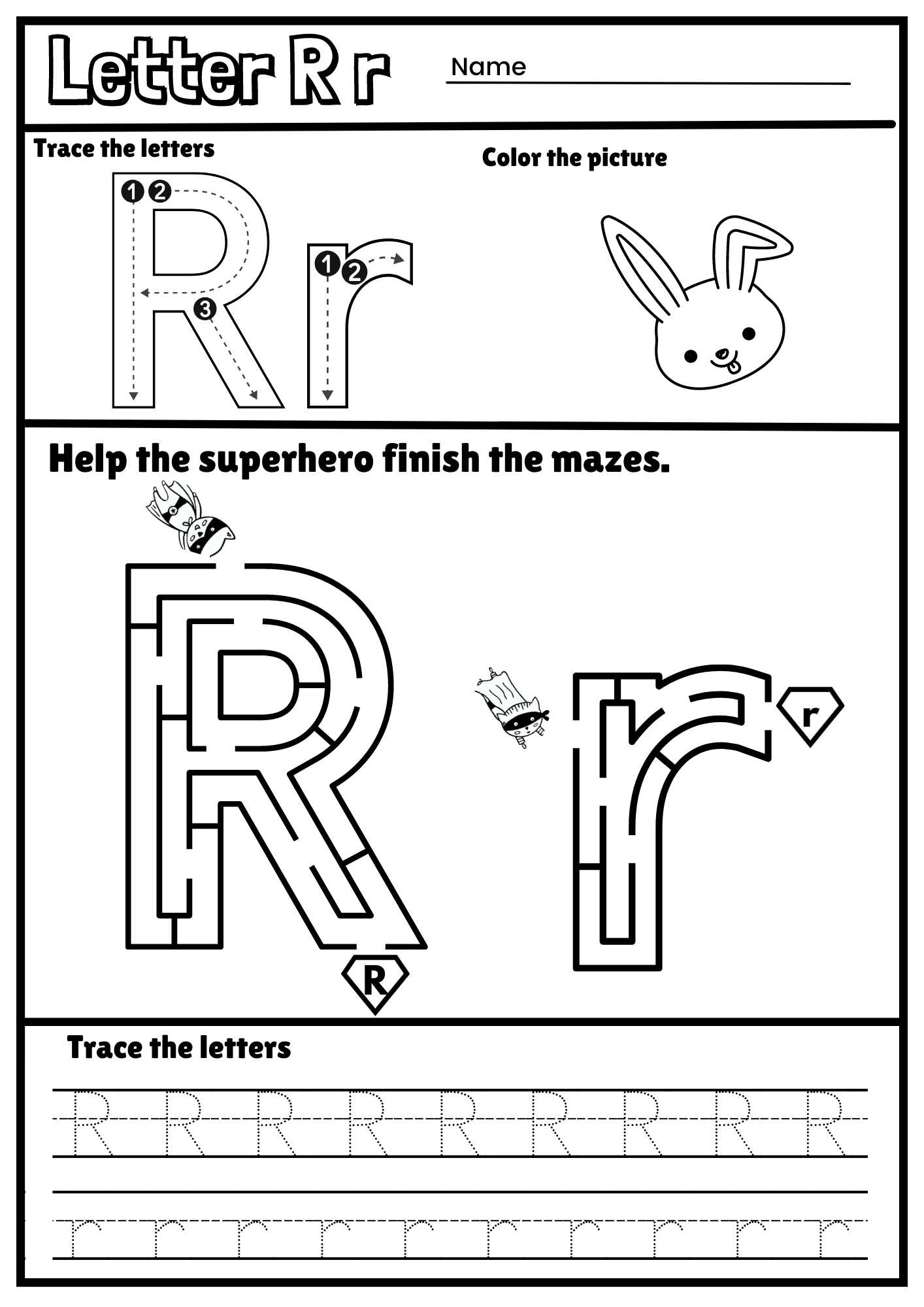 free printable letter r worksheets