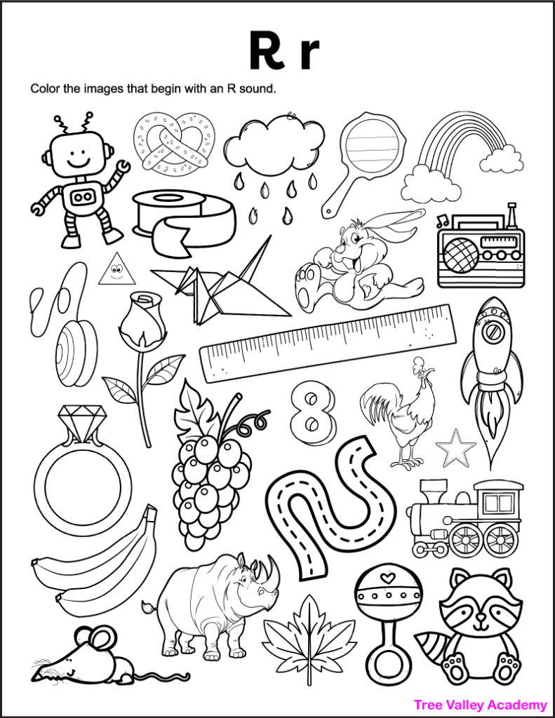 Letter R Sound Worksheets Tree Valley Academy