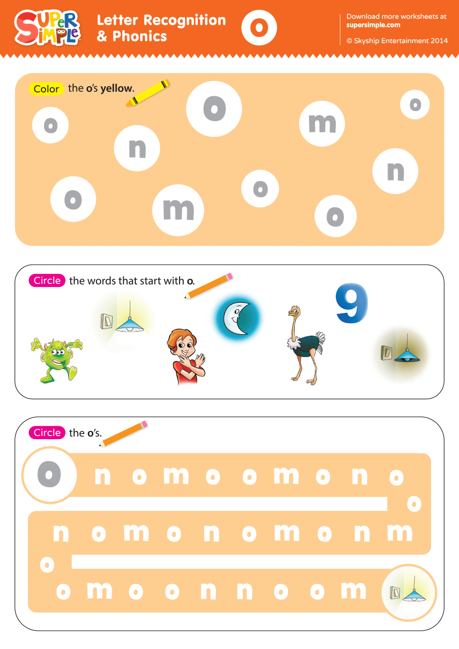 letter o phonics worksheets