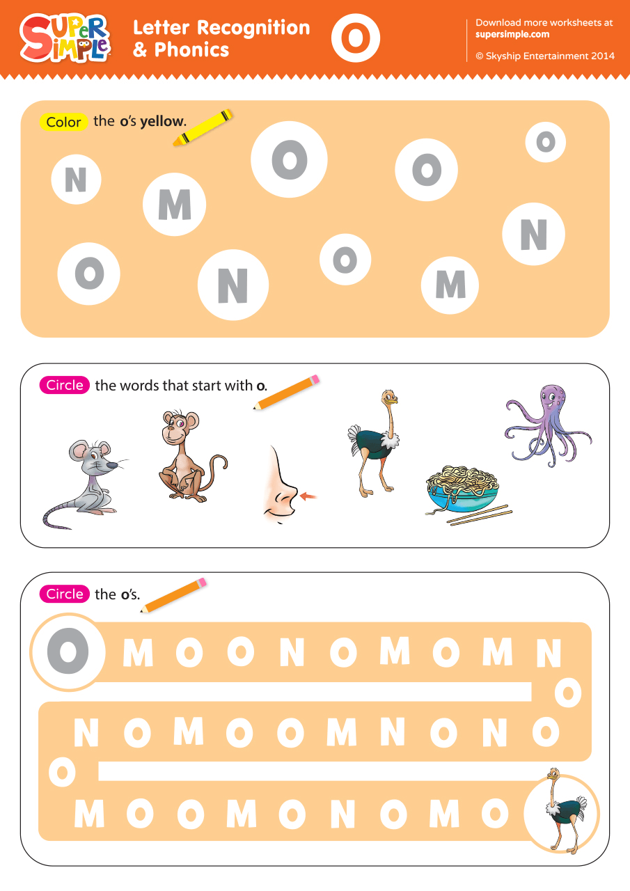 Letter Recognition Phonics Worksheet O Uppercase Super Simple