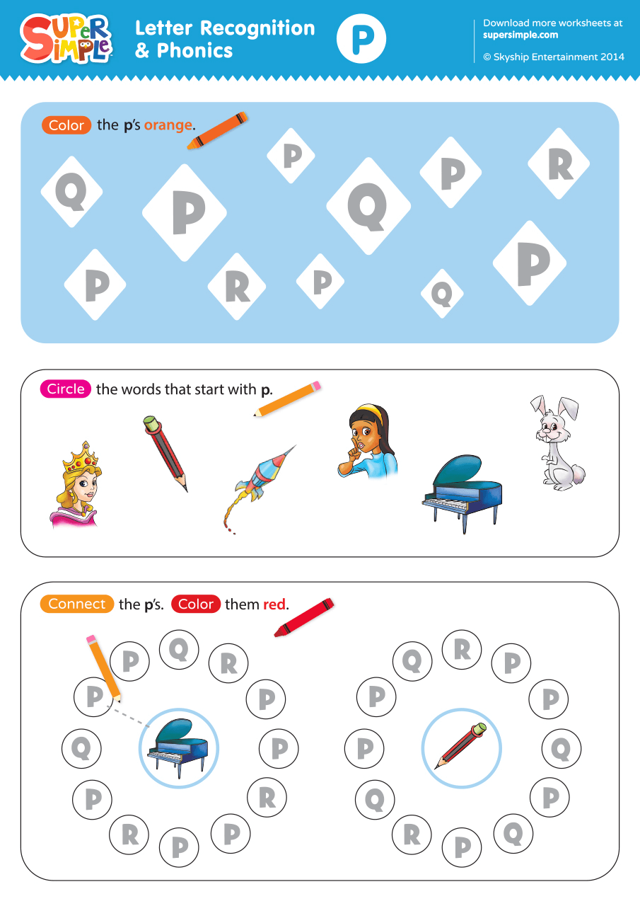 Letter Recognition Phonics Worksheet P Uppercase Super Simple Letter Recognition Phonics Worksheet P Uppercase Super Simple