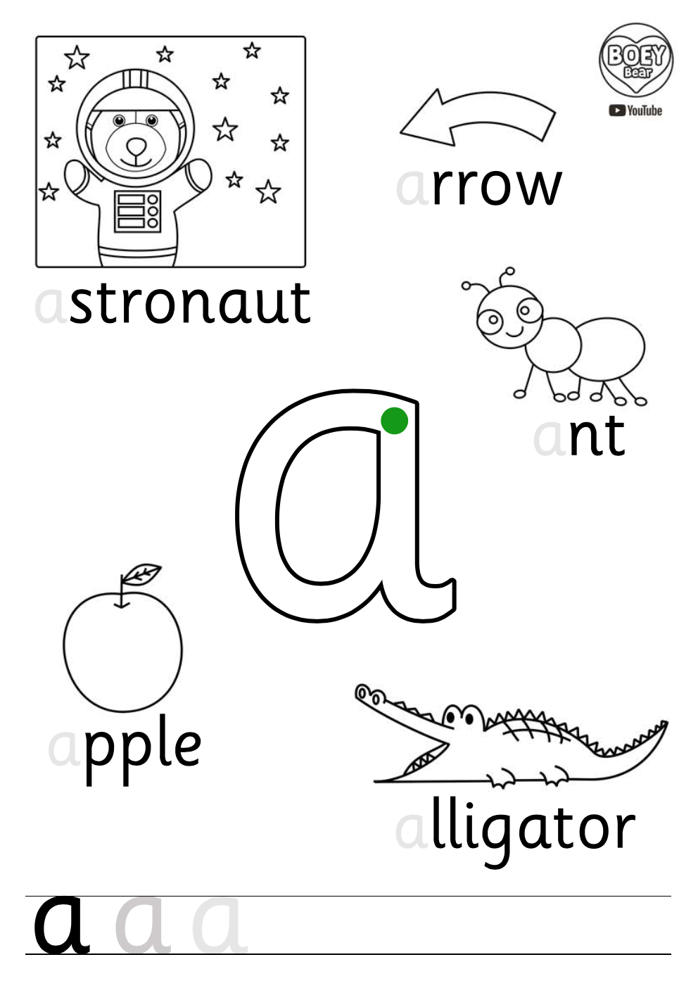 letter a phonics worksheets for kindergarten
