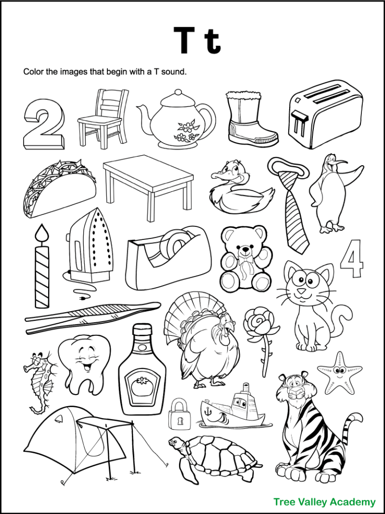 Letter T Sound Worksheets Tree Valley Academy