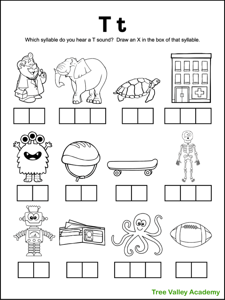 Letter T Sound Worksheets Tree Valley Academy