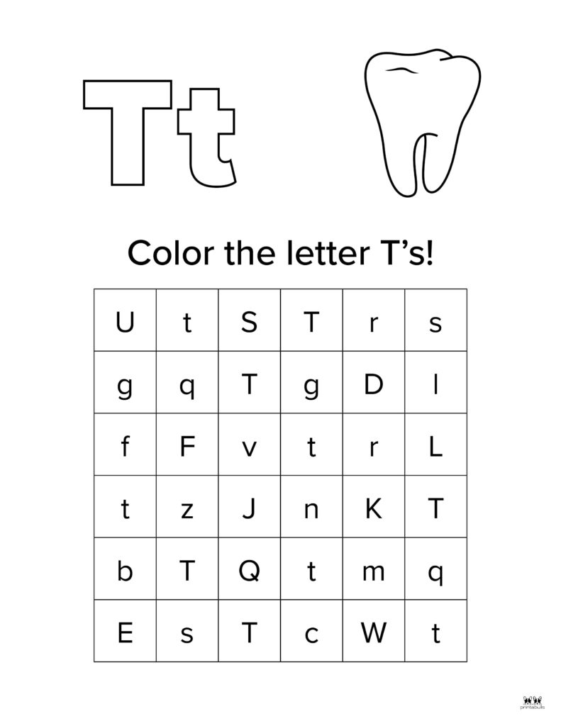 free printable letter t worksheets