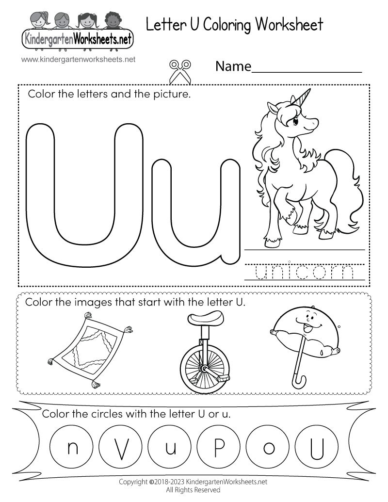 Letter U Coloring Worksheet Free Printable Digital PDF