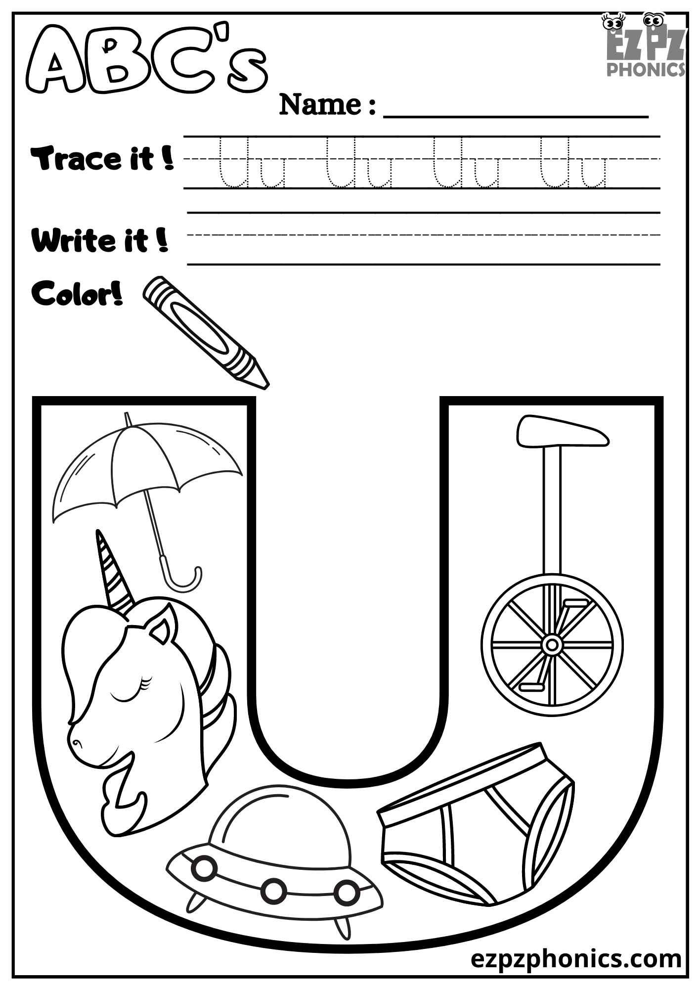 letter u worksheets for kindergarten