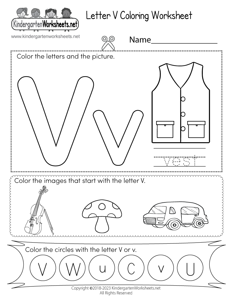 Letter V Coloring Worksheet Free Printable Digital PDF