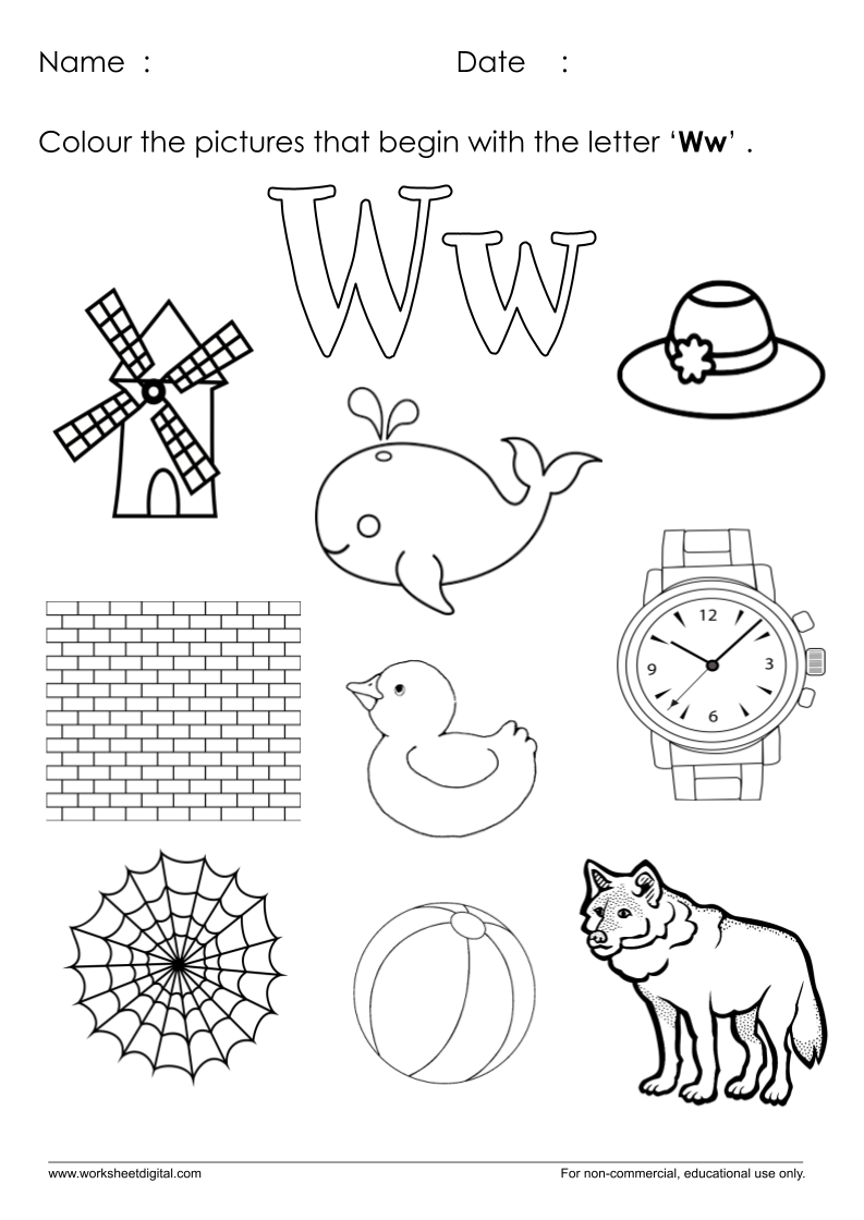 letter w worksheets for kindergarten