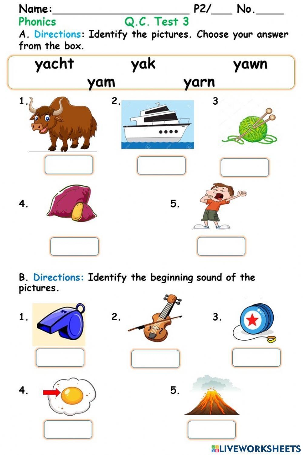 letter y phonics worksheets