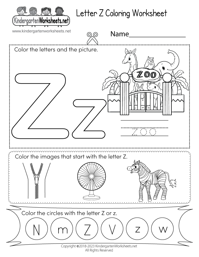 Letter Z Coloring Worksheet Free Printable Digital PDF